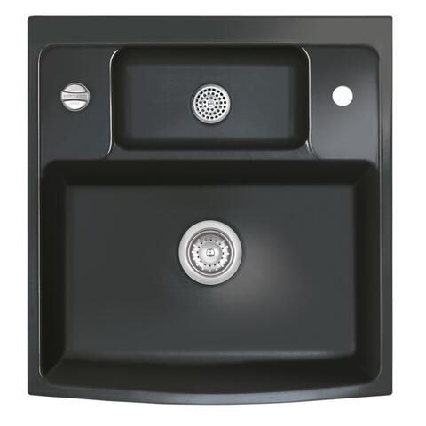 Modulový dřez CENTRA 60 - Nero 68 - černá s jemnou světlou kresbou, lesklá